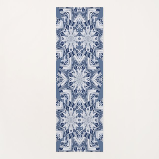 Yoga Mat, Grey & White floral pattern design  Mat (Front)