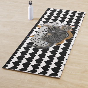 Yoga Mat Lazy Cat w/Hearts