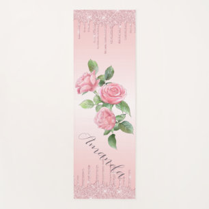 Yoga Mat Pink Roses and Glitter