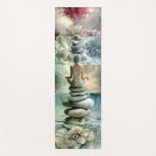 Yoga Mat Serene Balanced Stone and Meditation 