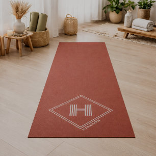 Yoga Mat   Stylish Geometric Initial Monogram