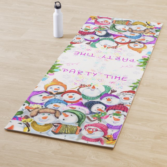 Yoga Mat with Christmas Snowmans - Your Text (In Situ)