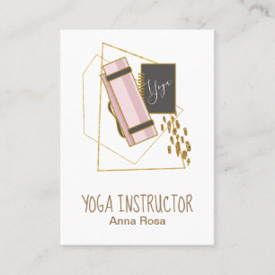 *~* Yoga Mat Yoga Instructor Gold Polygon Glitter Business Card