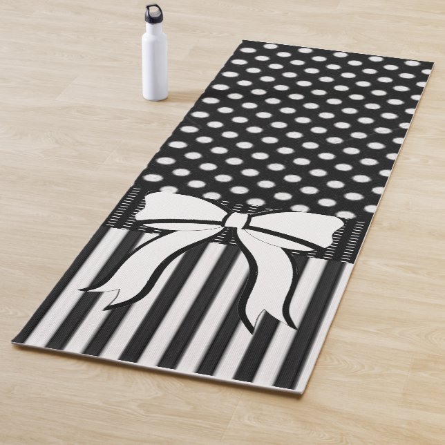 Yoga Mats Yoga Black and White Polkadot Stripe (In Situ)