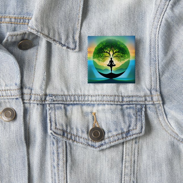 Yoga mediation 2 inch square button (In Situ)