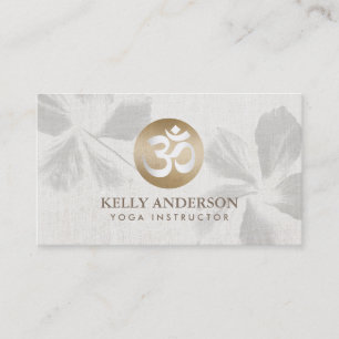 Yoga Mediation Monogram Gold Om Sign Zen Floral Business Card