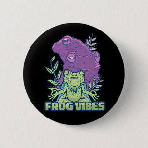 Yoga Meditating Frog  2 Inch Round Button