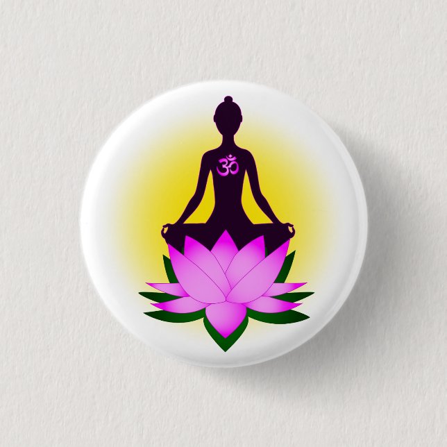 Yoga meditation 1 inch round button (Front)