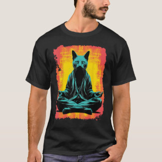 Yoga Meditation Funny Black Cat T-Shirt