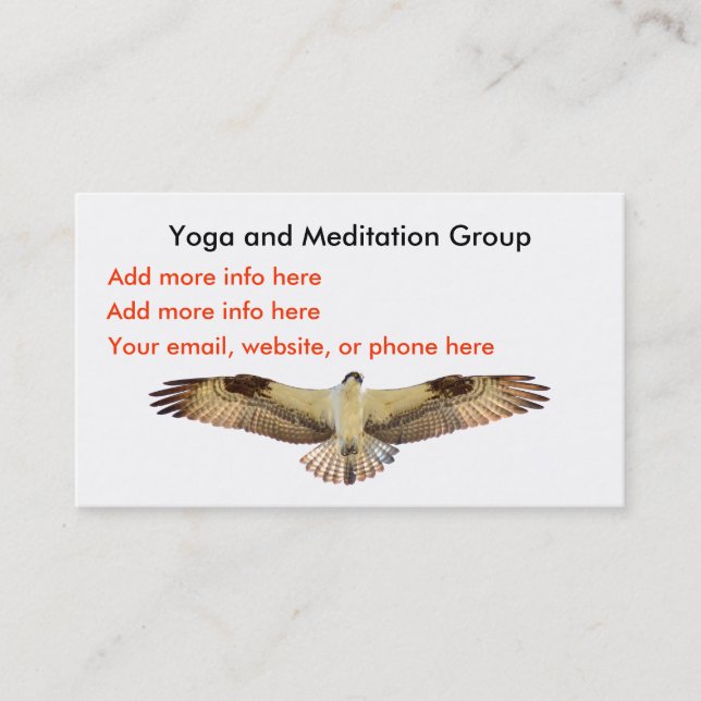 Yoga meditation hawk osprey Business Cards (Front)