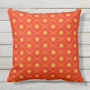 Yoga meditation inspired art design orange yellow outdoor pillow