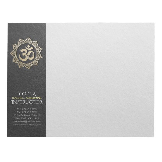 YOGA Meditation Instructor Black & Gold OM Mandala Notepad