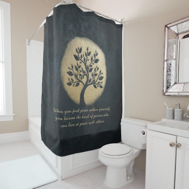 Yoga Meditation Instructor Black Gold Tree Quotes (In Situ)