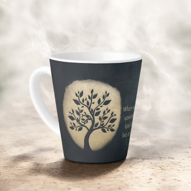 Yoga Meditation Instructor Black Gold Tree Quotes Latte Mug (Creator Uploaded)