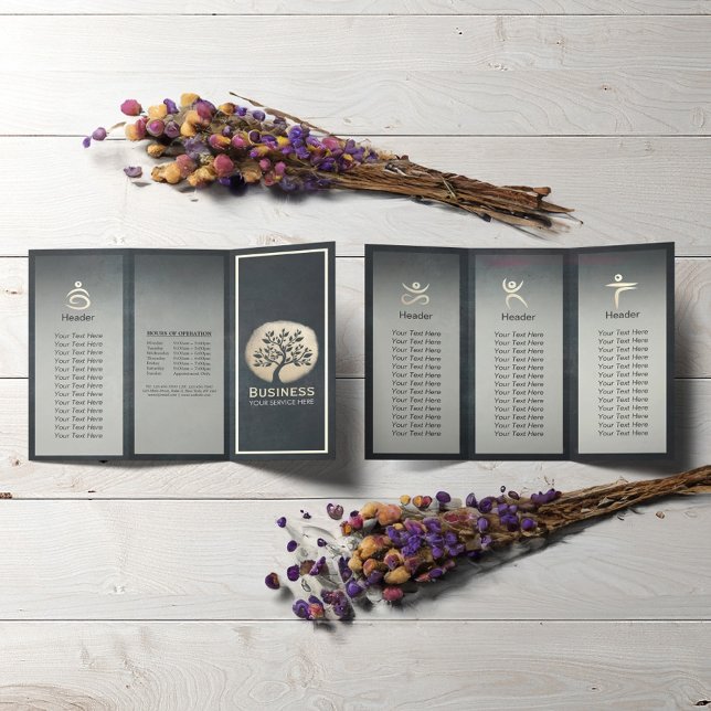 Yoga Meditation Instructor Black Gold Tree TriFold (Creator Uploaded)