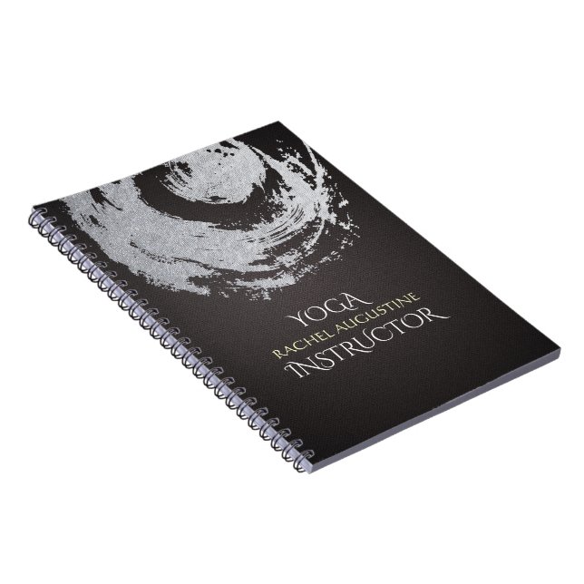 Yoga Meditation Instructor Black Silver ZEN Symbol Notebook (Right Side)