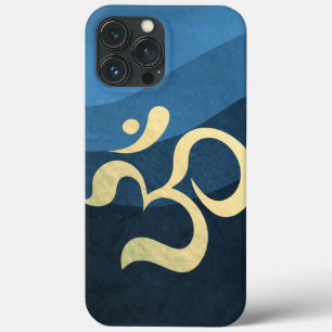 Yoga Meditation Instructor Blue and Gold OM Symbol iPhone 13 Pro Max Case