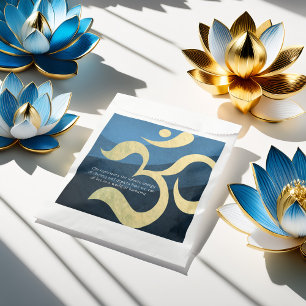 Yoga Meditation Instructor Blue and Gold OM Symbol Favour Bag