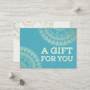 Yoga Meditation Instructor Blue Gold Mandala Gift Discount Card