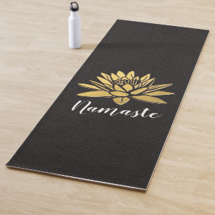 Yoga Meditation Instructor Chic Black & Gold Lotus Yoga Mat