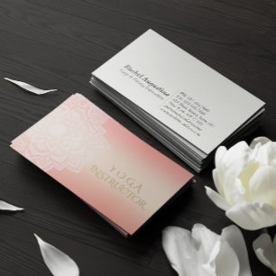 YOGA Meditation Instructor Chic Rose Gold Mandala Business Card