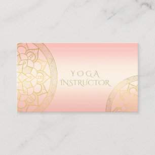YOGA Meditation Instructor Chic Rose Gold Mandala Business Card