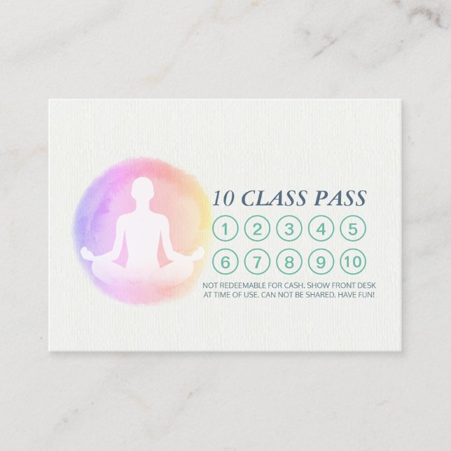 Yoga Meditation Instructor Class Pass Appointment Loyalty Card (Front)