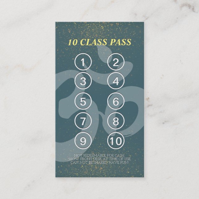 Yoga Meditation Instructor Class Pass Loyalty Card (Front)