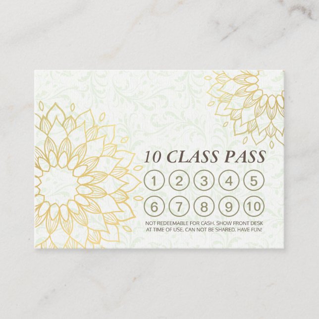 Yoga Meditation Instructor Class Pass Loyalty Card (Front)