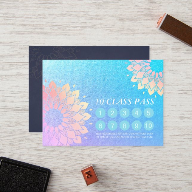 Yoga Meditation Instructor Class Pass Loyalty Card (Front/Back In Situ)
