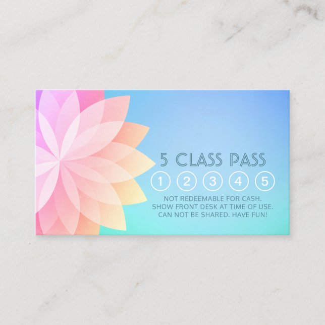Yoga Meditation Instructor Class Pass Loyalty Card (Front)