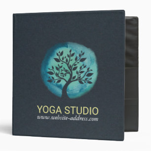 Yoga Meditation Instructor Elegant Watercolor Tree Binder