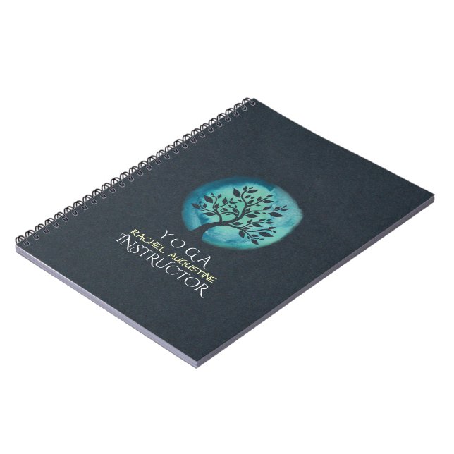 YOGA Meditation Instructor Elegant Watercolor Tree Notebook (Left Side)