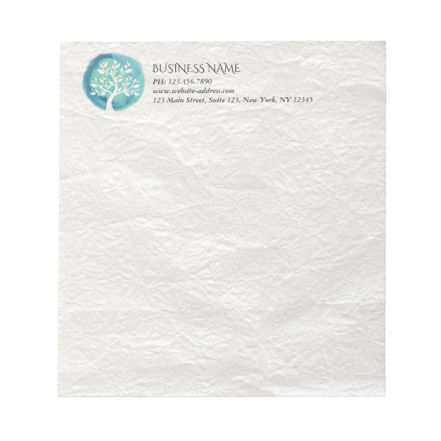 Yoga Meditation Instructor Elegant Watercolor Tree Notepad (Front)