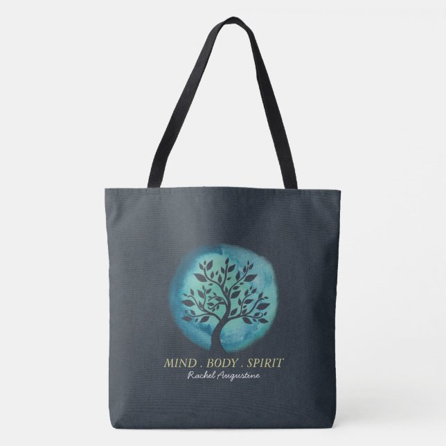 Yoga Meditation Instructor Elegant Watercolor Tree Tote Bag (Front)
