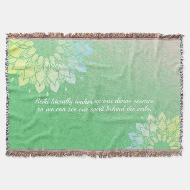 Yoga Meditation Instructor Gold Foil Mandala Quote Throw Blanket (Front)