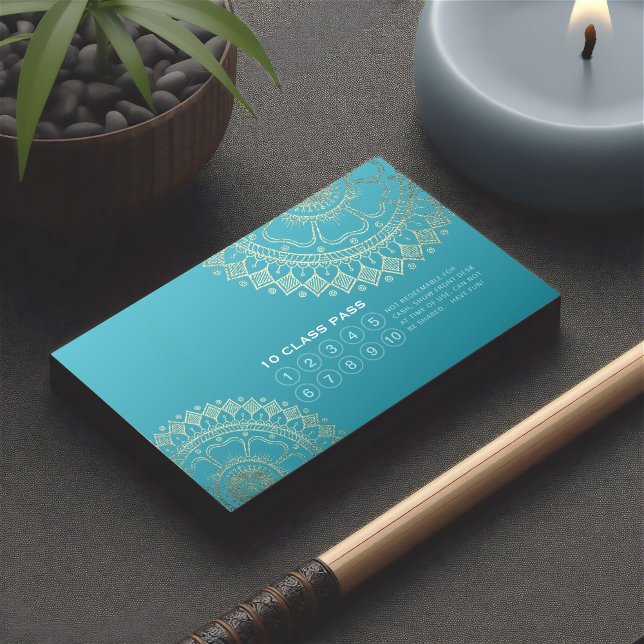 Yoga Meditation Instructor Gold Mandala Class Pass Loyalty Card (Creator Uploaded)