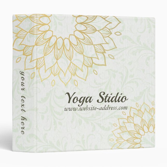 Yoga Meditation Instructor Gold Mandala Flowers Binder (Front/Spine)