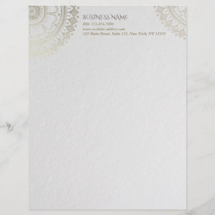 Yoga Meditation Instructor Gold Mandala Flowers Letterhead