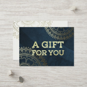 Yoga Meditation Instructor Gold Mandala Navy Blue Discount Card