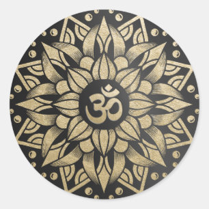 Yoga Meditation Instructor Gold Mandala Om Symbol Classic Round Sticker