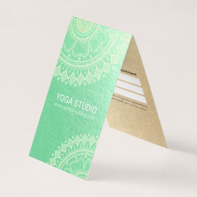 Yoga Meditation Instructor Gold Mandala Price List Business Card (Front)