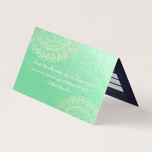 Yoga Meditation Instructor Gold Mandala Price List Business Card (Front)