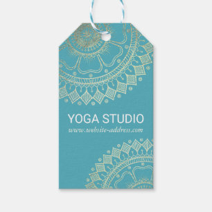 Yoga Meditation Instructor Green Blue Gold Mandala Gift Tags
