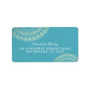 Yoga Meditation Instructor Green Blue Gold Mandala Label