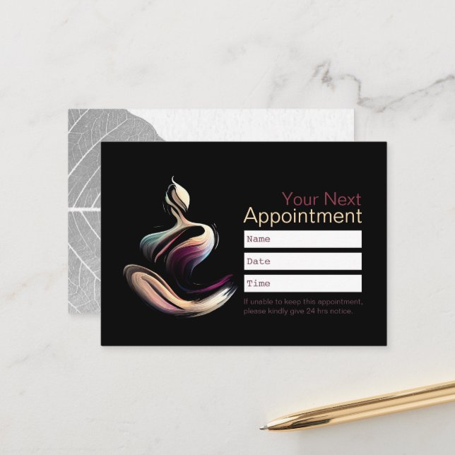Yoga Meditation Instructor Lotus Pose Brush Stroke Appointment Card (Front/Back In Situ)