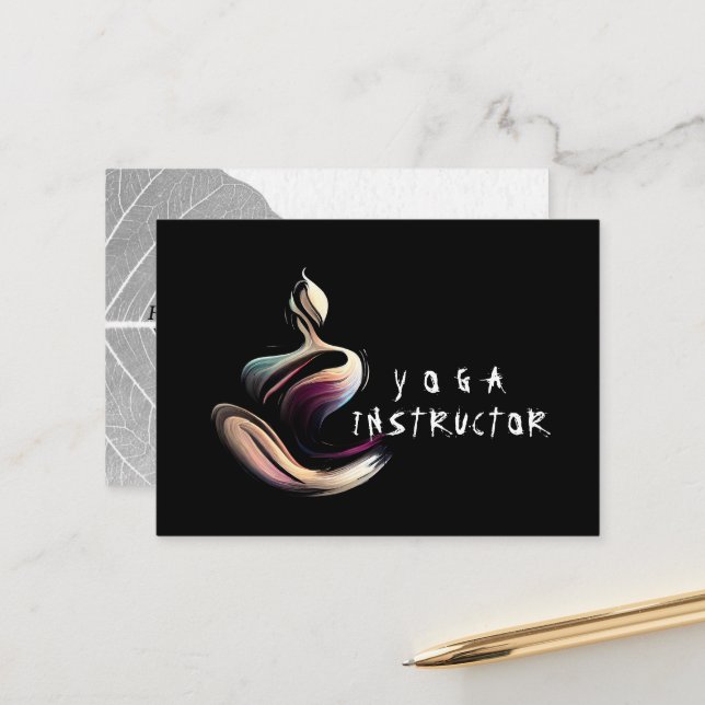 Yoga Meditation Instructor Lotus Pose Brush Stroke Appointment Card (Front/Back In Situ)