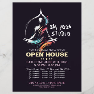 Yoga Meditation Instructor Lotus Pose Brush Stroke Flyer