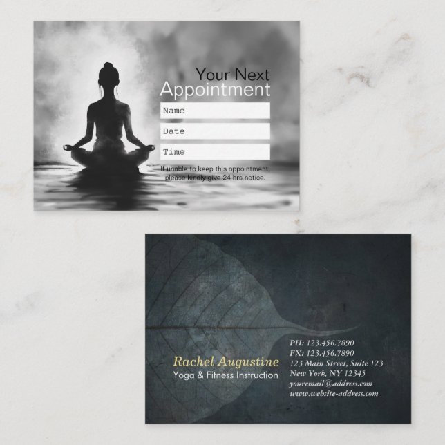 Yoga Meditation Instructor Lotus Pose Ink Painting Appointment Card (Front/Back)