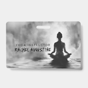 Yoga Meditation Instructor Lotus Pose Ink Painting Badge